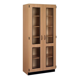 Tall Storage Cabinet w/ Glass Doors - Two Lockable Doors